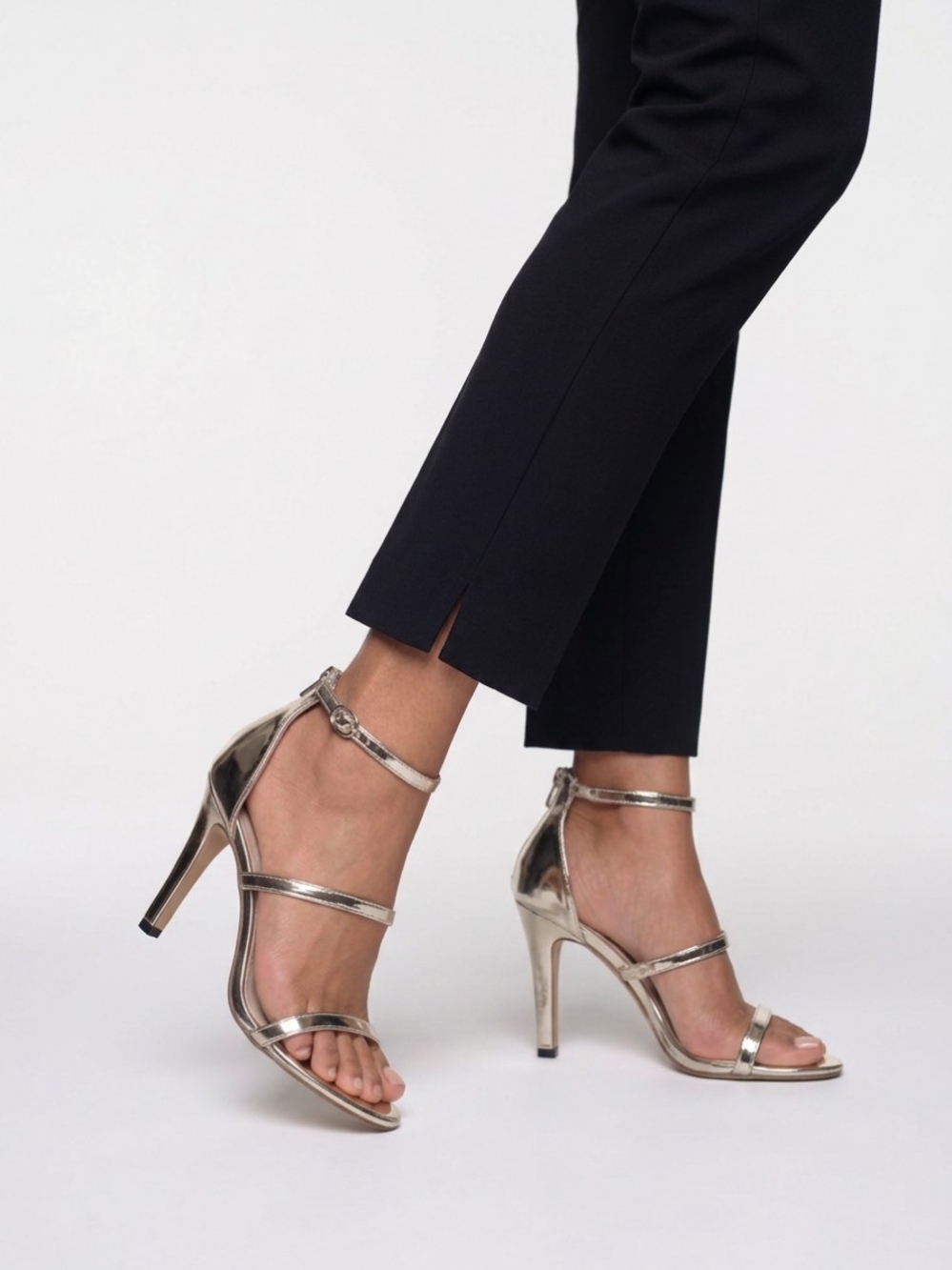 Fashion Forms Metallic Gold Strappy High Heel Sandals